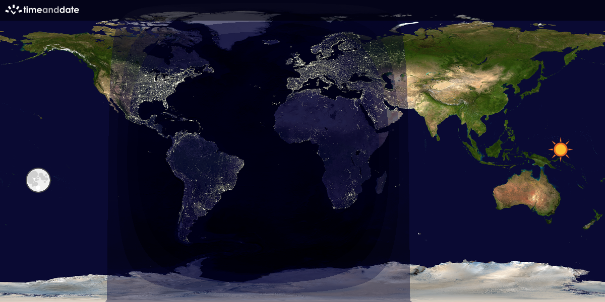 Verdenskart som viser dag og natt 