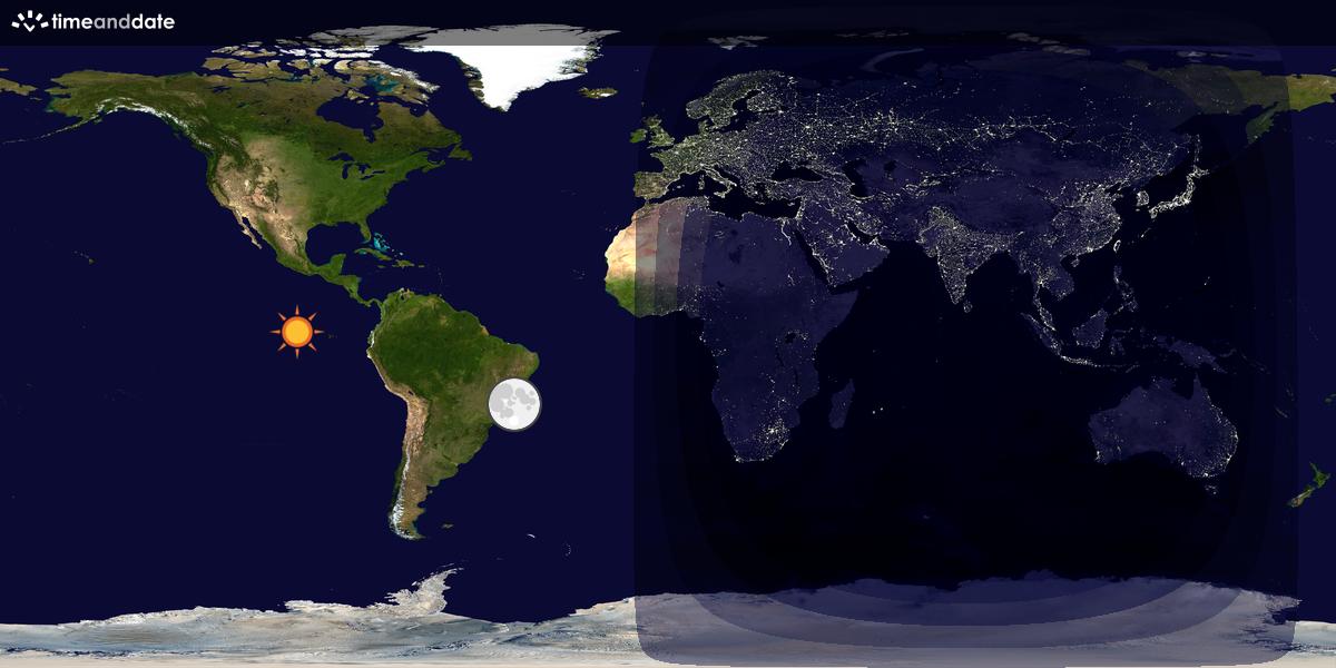 Verdenskart som viser dag og natt 
