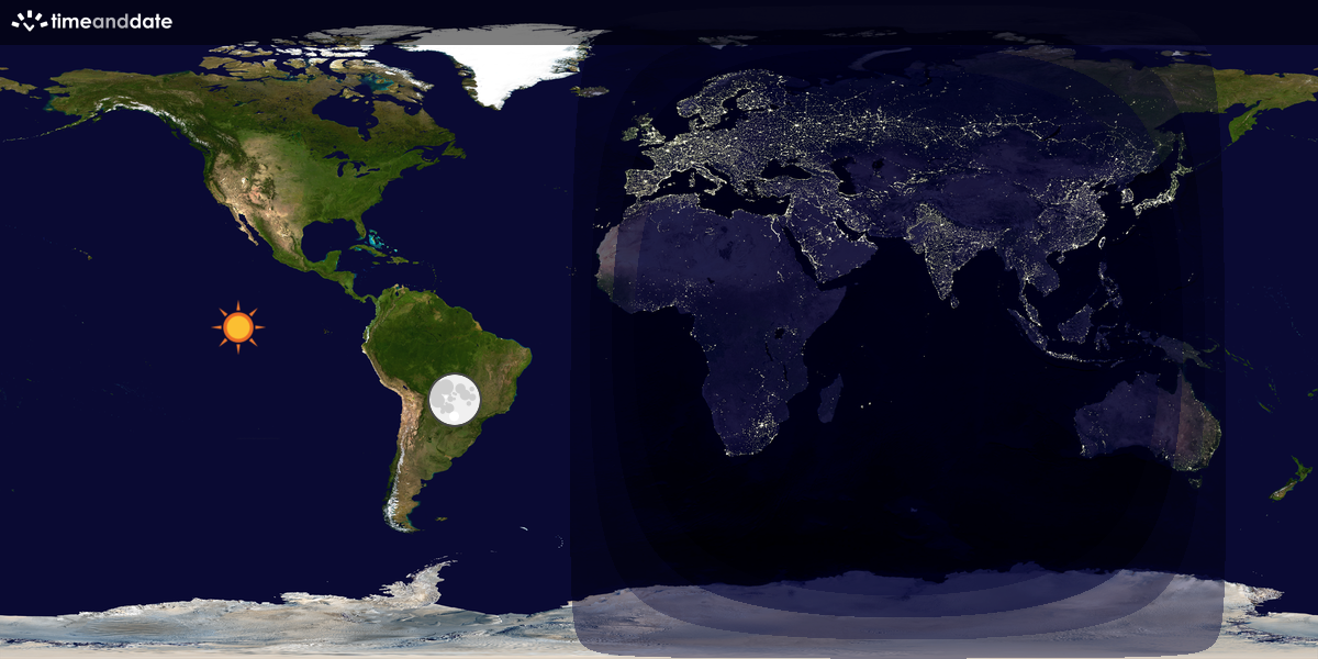 Verdenskart som viser dag og natt 