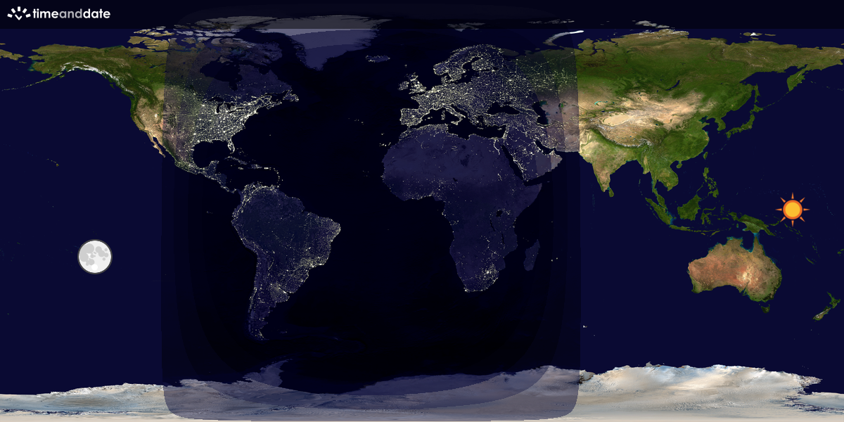 Verdenskart som viser dag og natt 