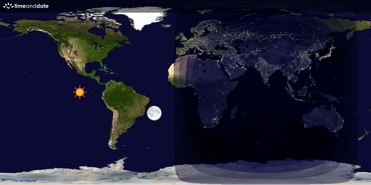 Verdenskart som viser dag og natt 