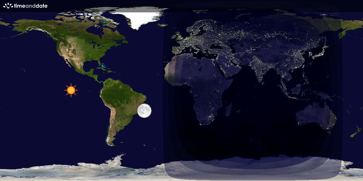 Verdenskart som viser dag og natt 