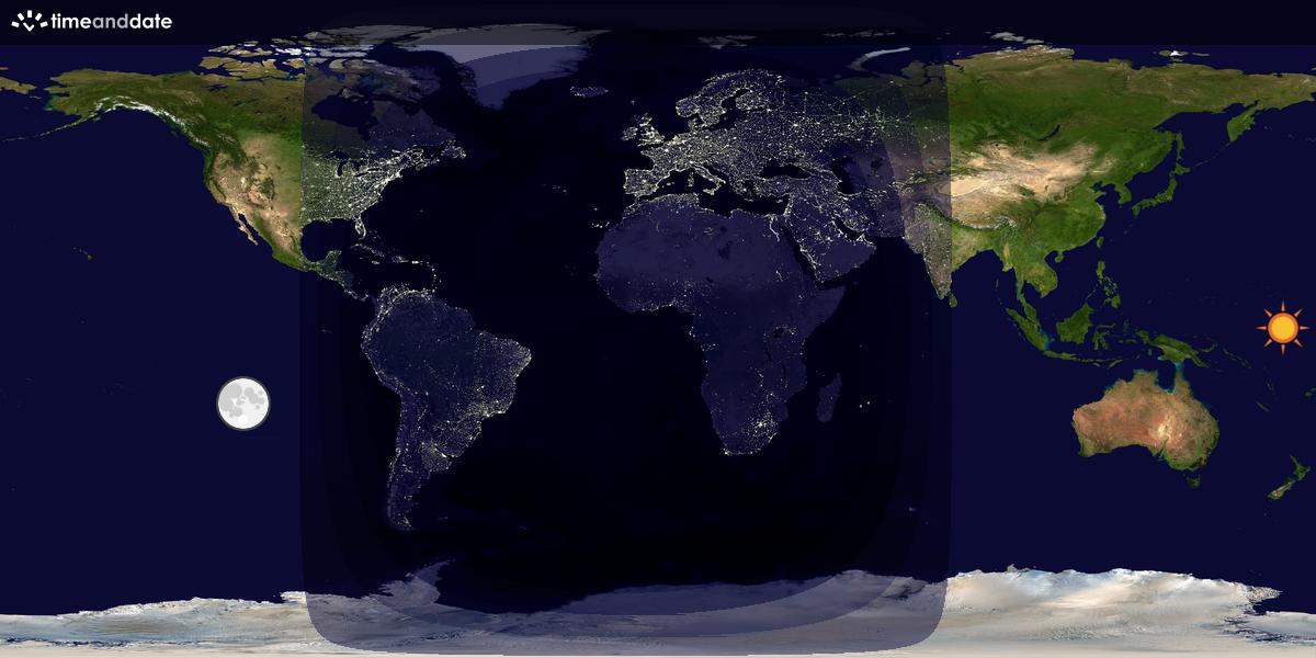 Verdenskart som viser dag og natt 