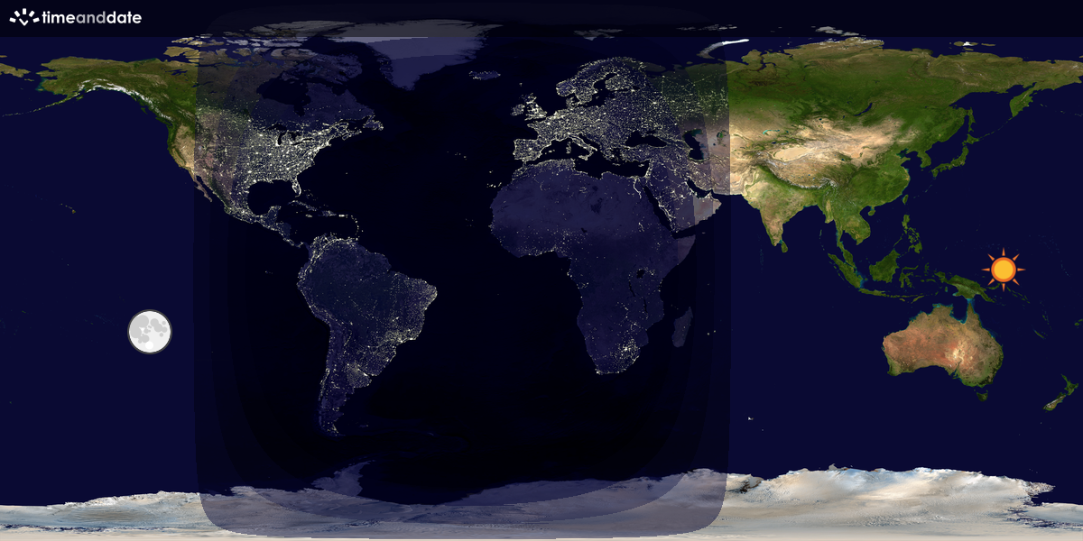 Verdenskart som viser dag og natt 
