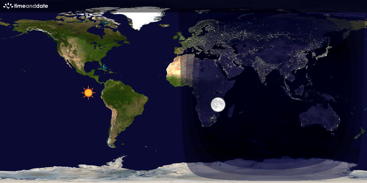 Verdenskart som viser dag og natt 