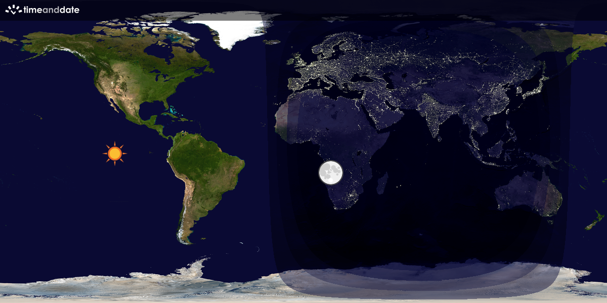 Verdenskart som viser dag og natt 