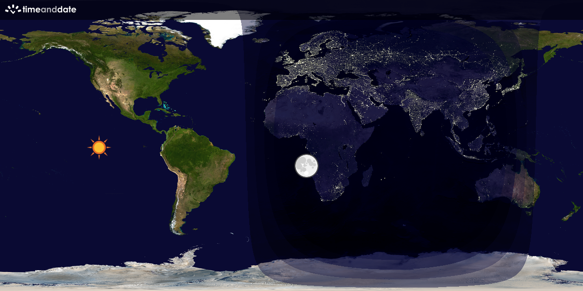 Verdenskart som viser dag og natt 