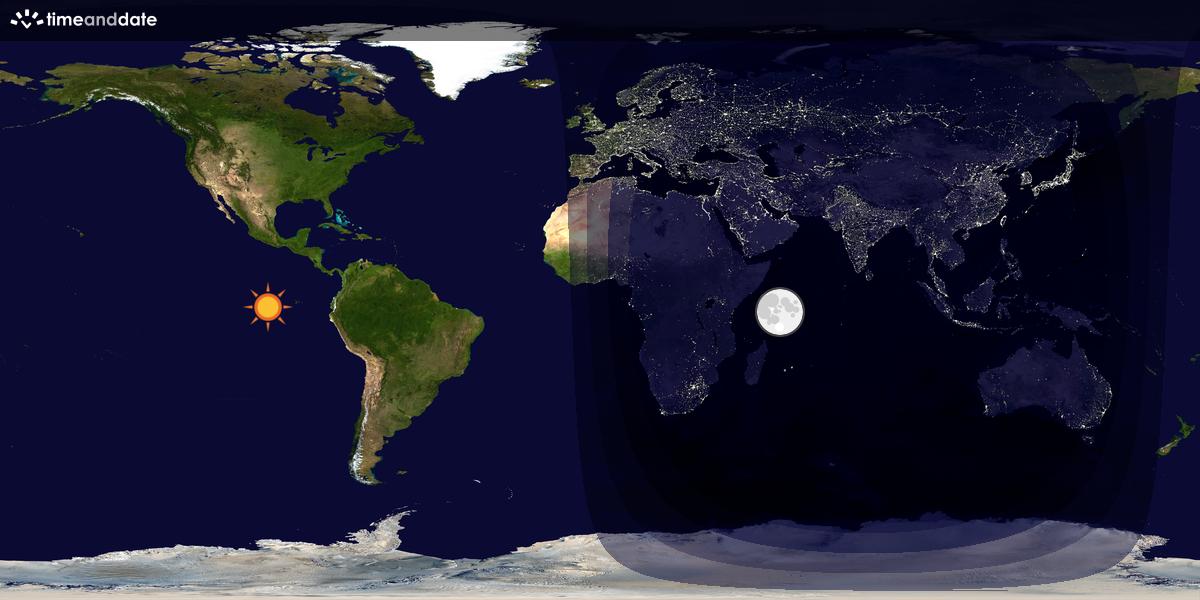 Verdenskart som viser dag og natt 