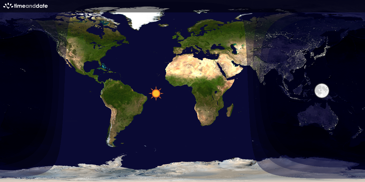 Verdenskart som viser dag og natt 