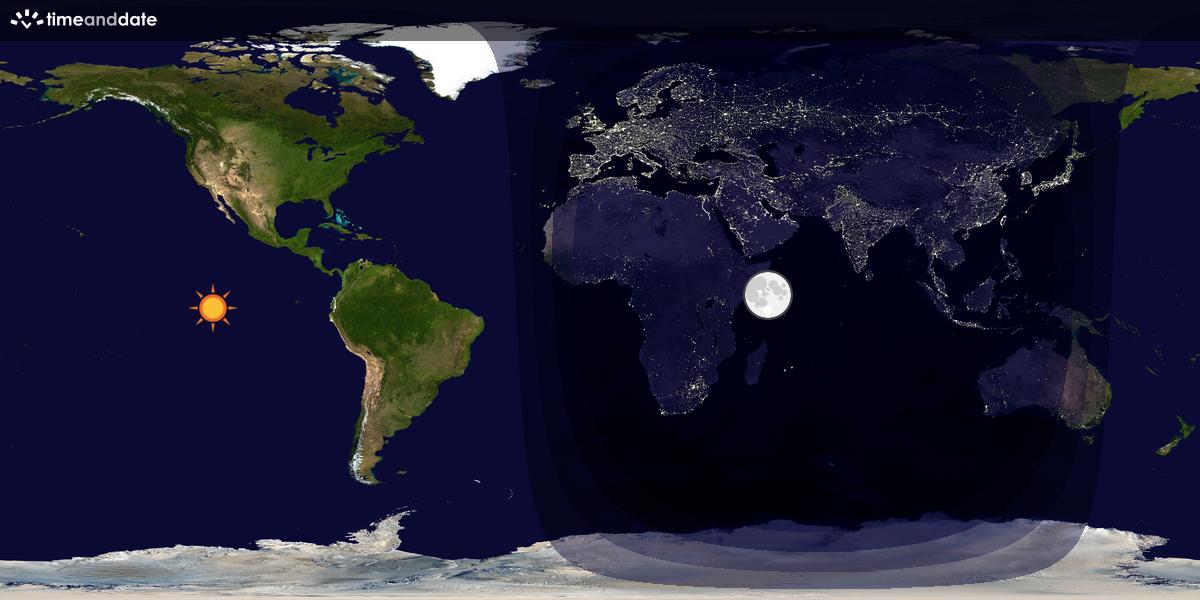 Verdenskart som viser dag og natt 