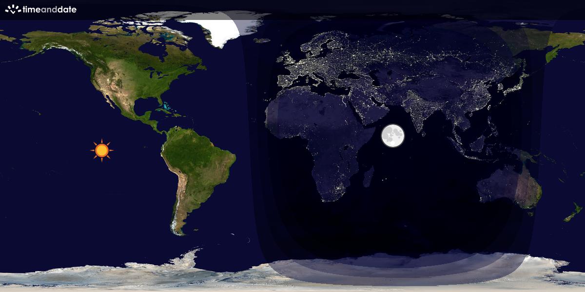 Verdenskart som viser dag og natt 