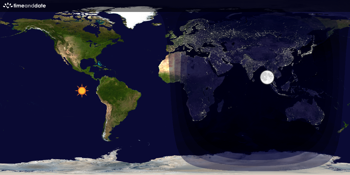 Verdenskart som viser dag og natt 