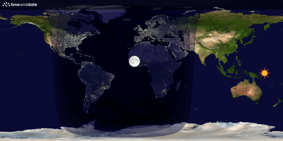 Verdenskart som viser dag og natt 