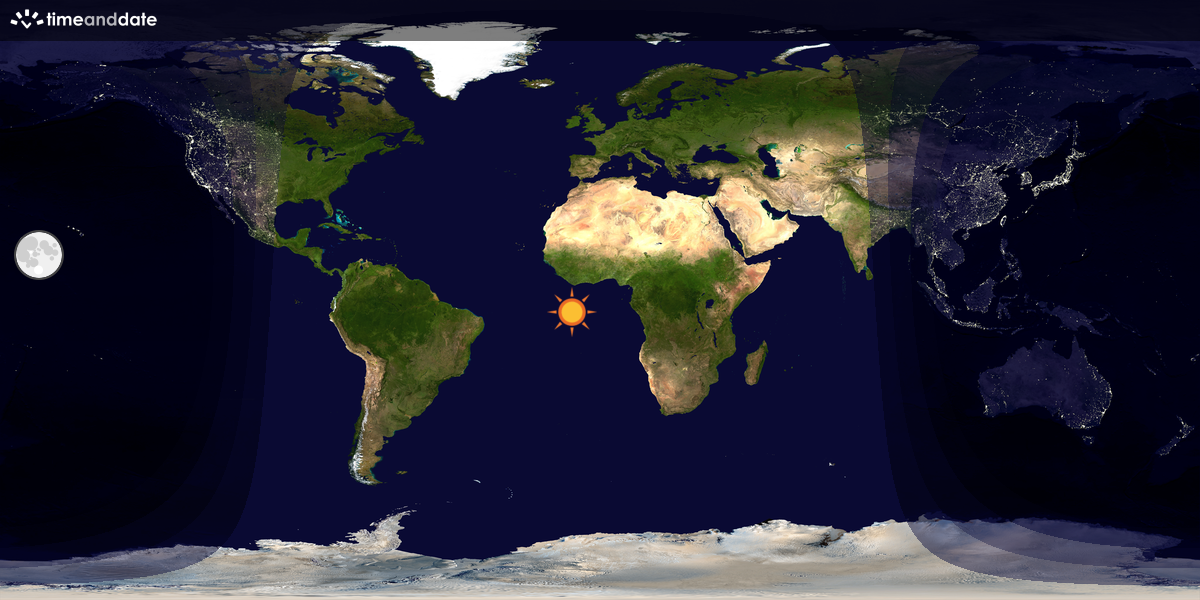 Verdenskart som viser dag og natt 