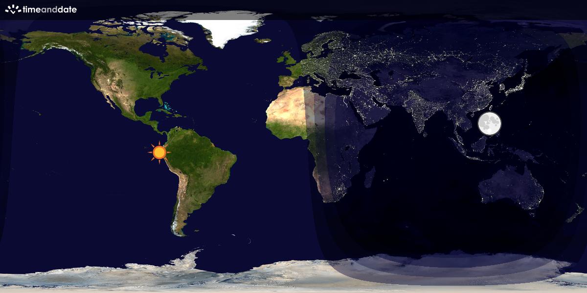 Verdenskart som viser dag og natt 