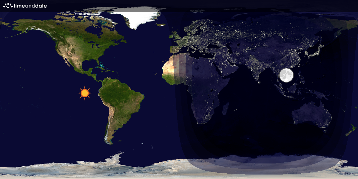 Verdenskart som viser dag og natt 