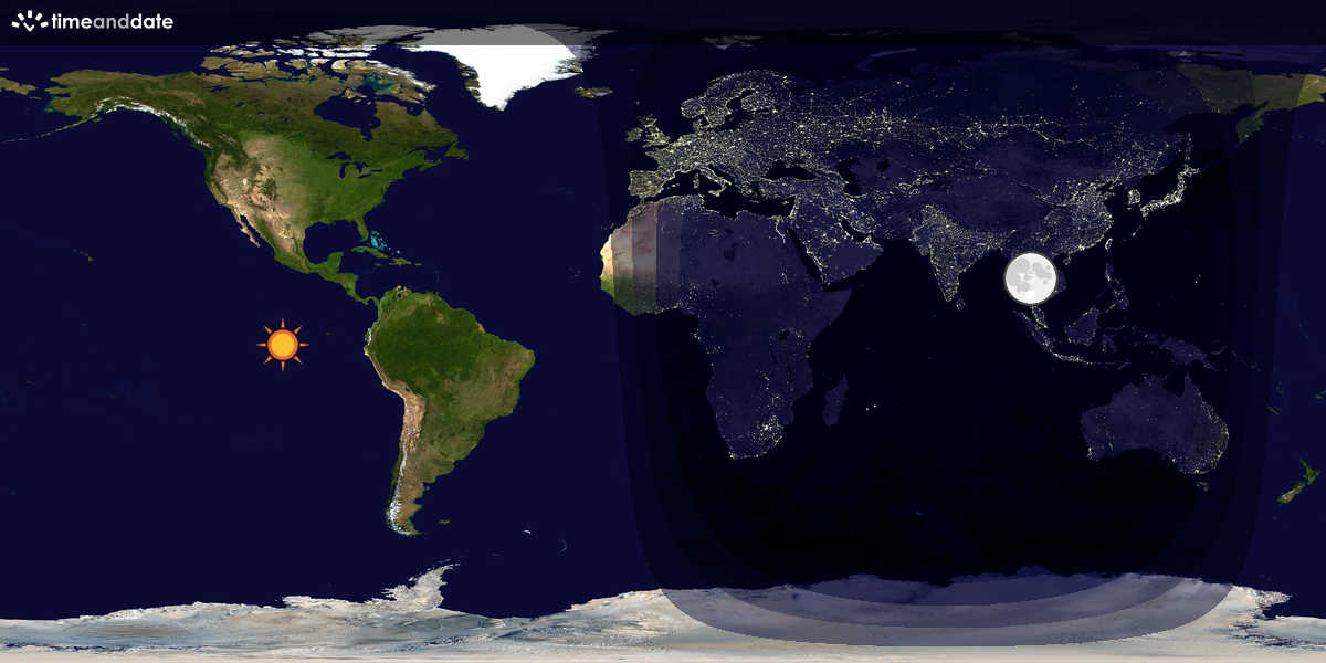 Verdenskart som viser dag og natt 