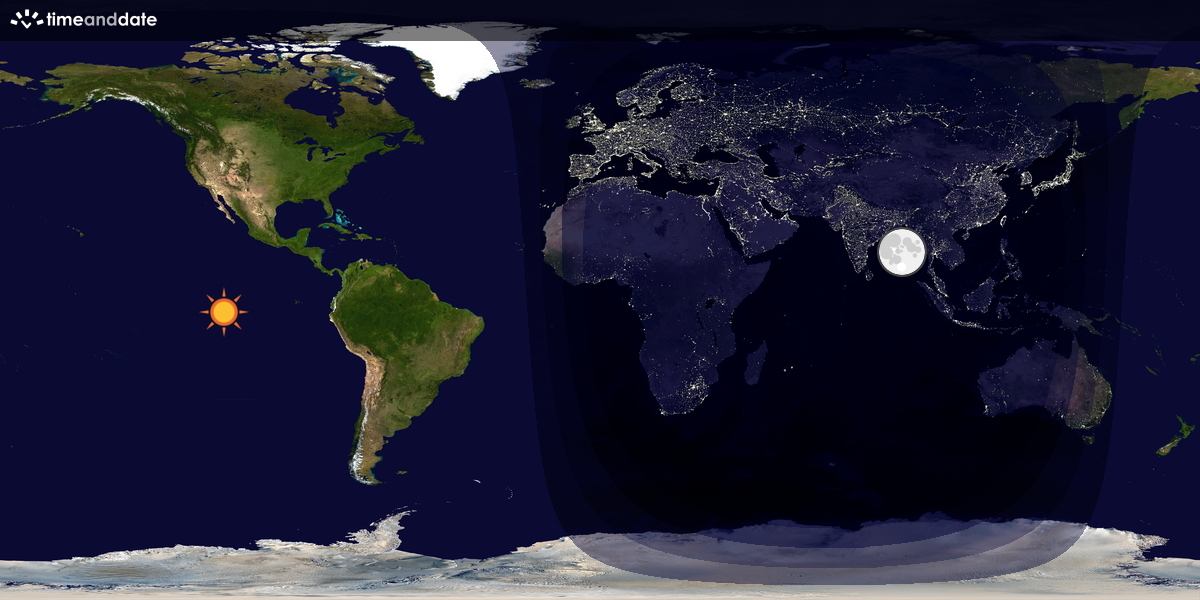 Verdenskart som viser dag og natt 