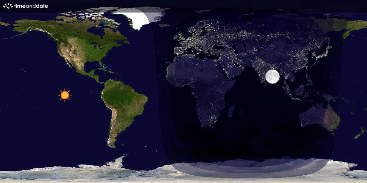 Verdenskart som viser dag og natt 