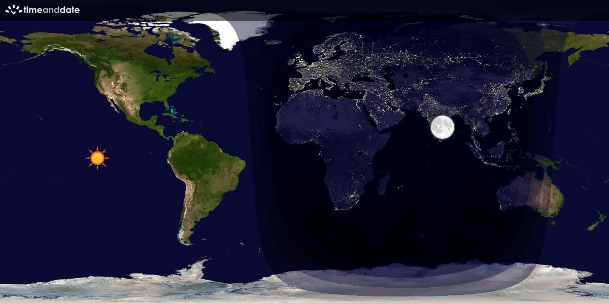 Verdenskart som viser dag og natt 