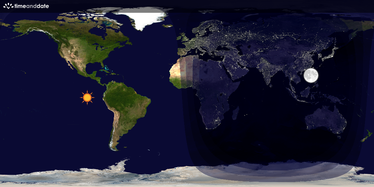 Verdenskart som viser dag og natt 