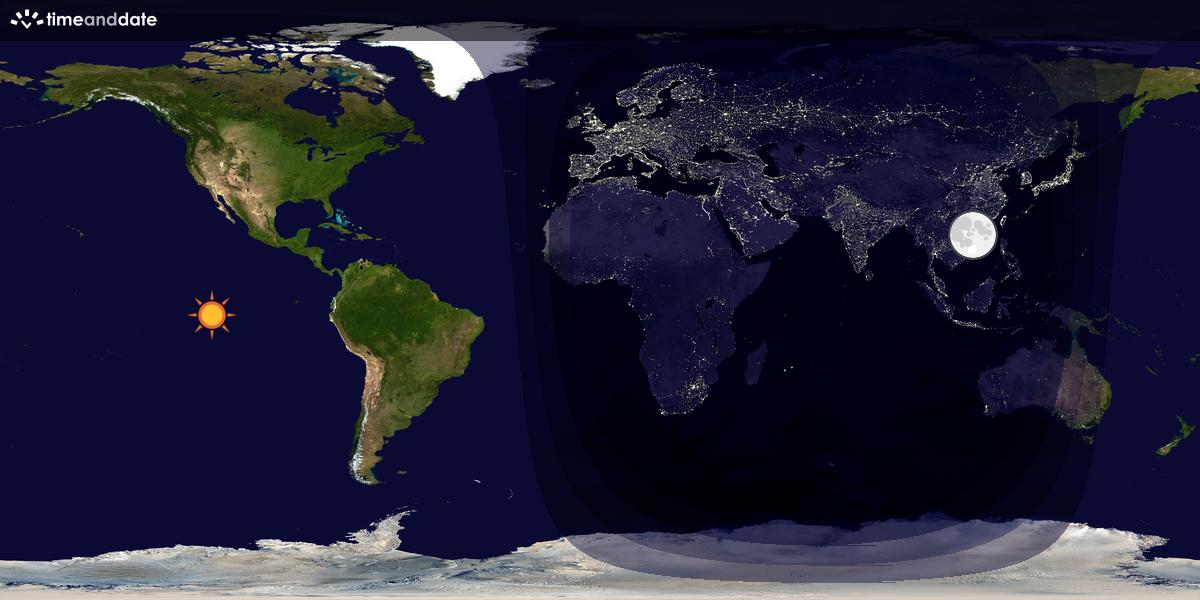 Verdenskart som viser dag og natt 