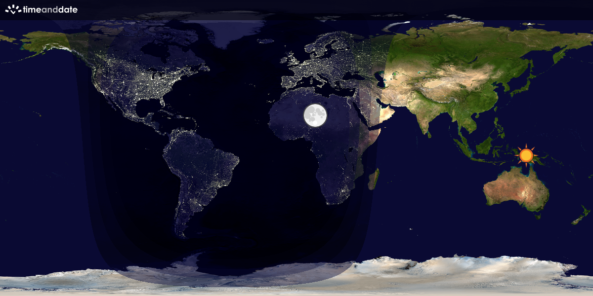 Verdenskart som viser dag og natt 