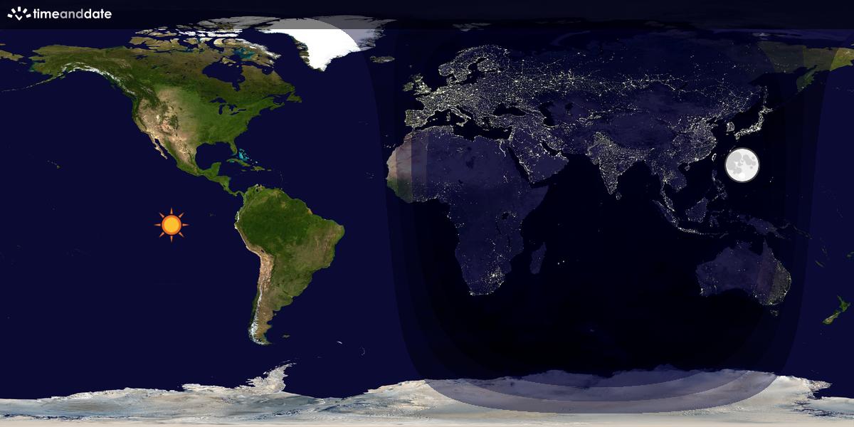 Verdenskart som viser dag og natt 