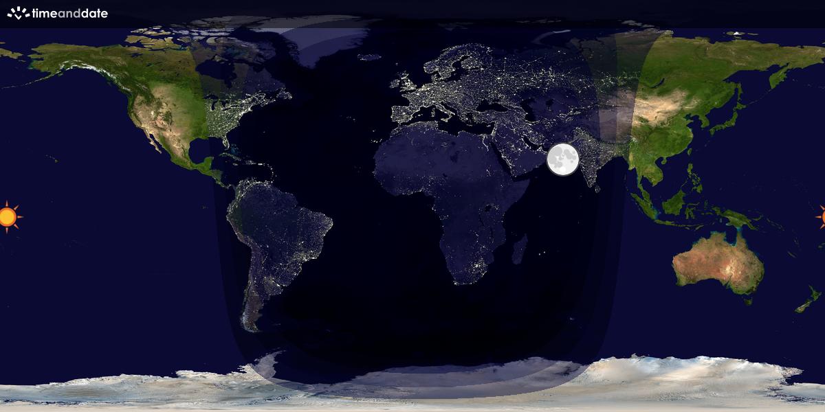 Verdenskart som viser dag og natt 