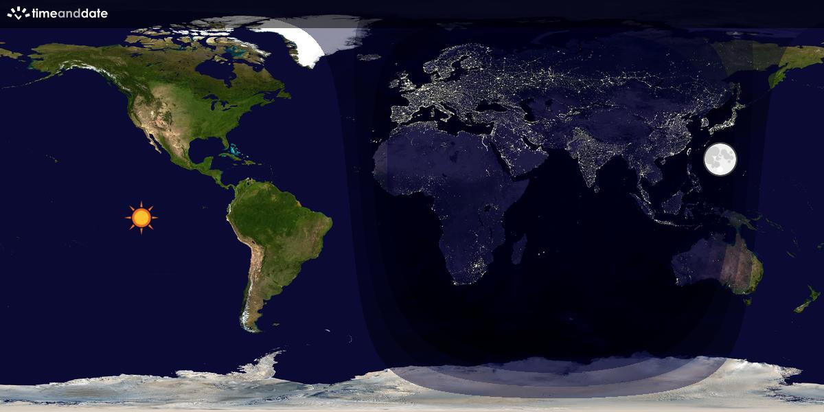 Verdenskart som viser dag og natt 