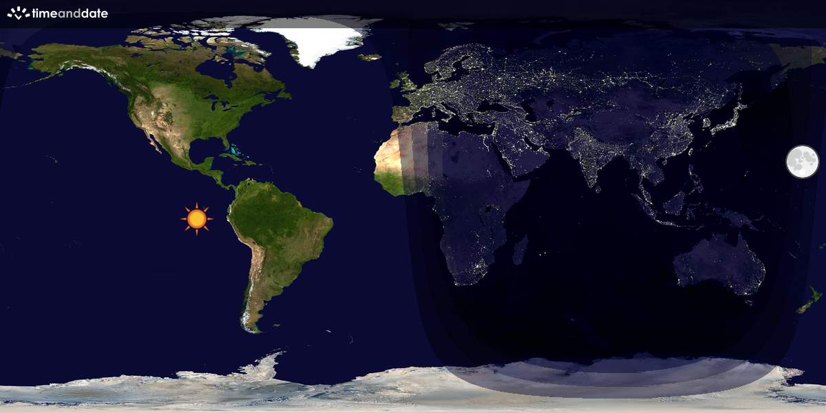 Verdenskart som viser dag og natt 