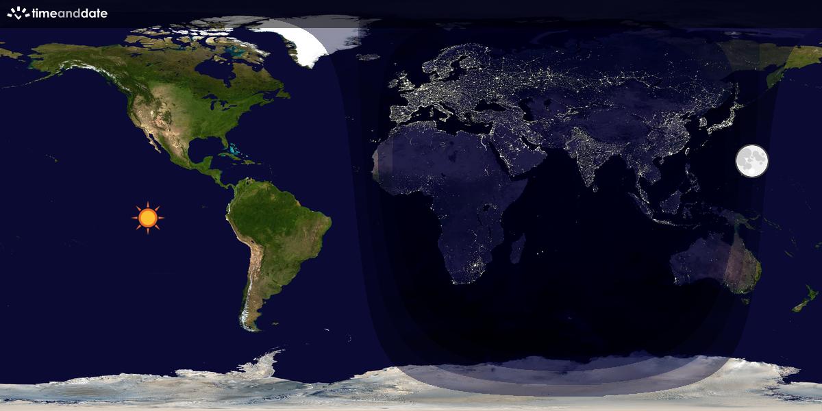 Verdenskart som viser dag og natt 