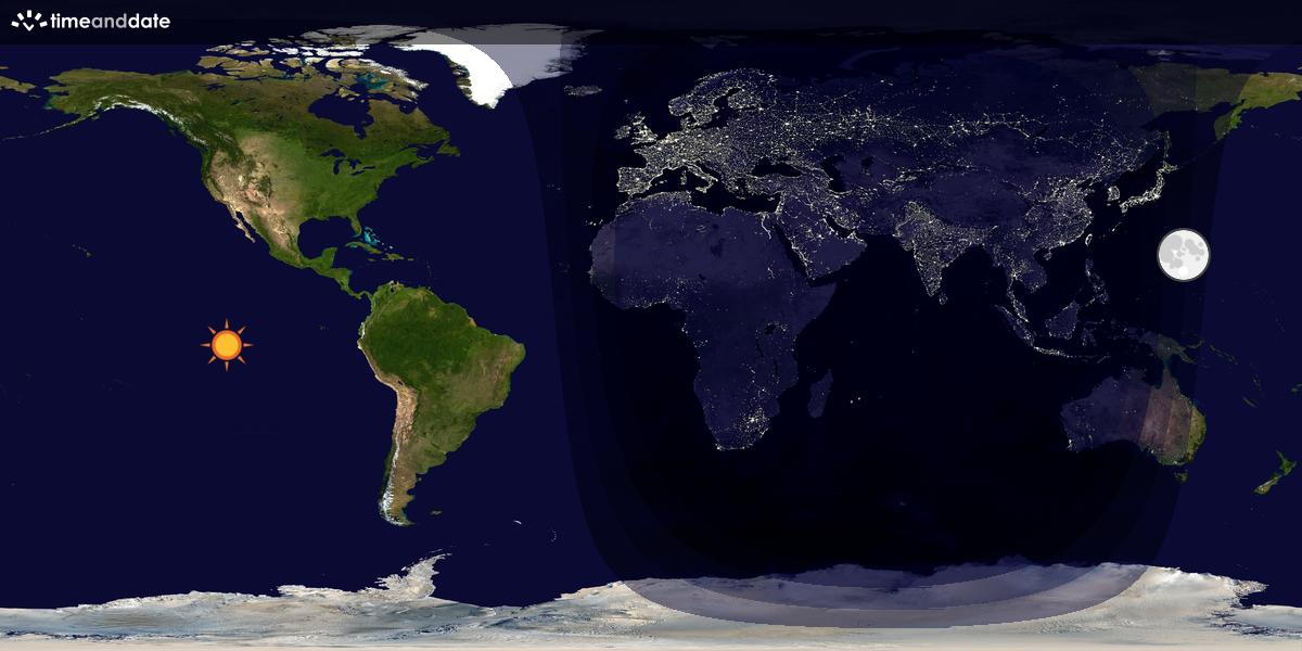 Verdenskart som viser dag og natt 