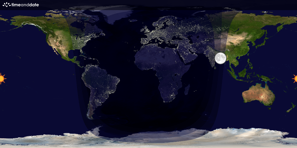 Verdenskart som viser dag og natt 