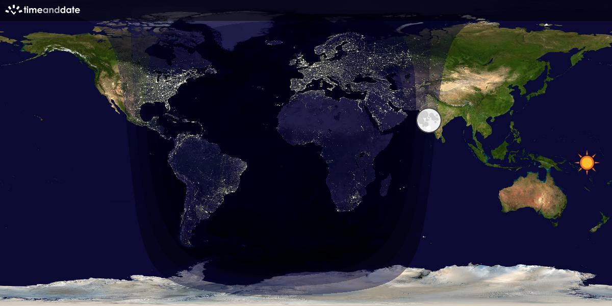 Verdenskart som viser dag og natt 