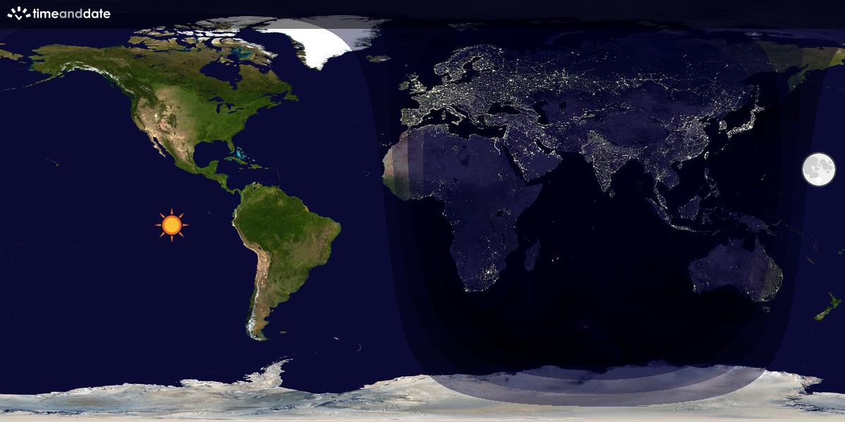 Verdenskart som viser dag og natt 