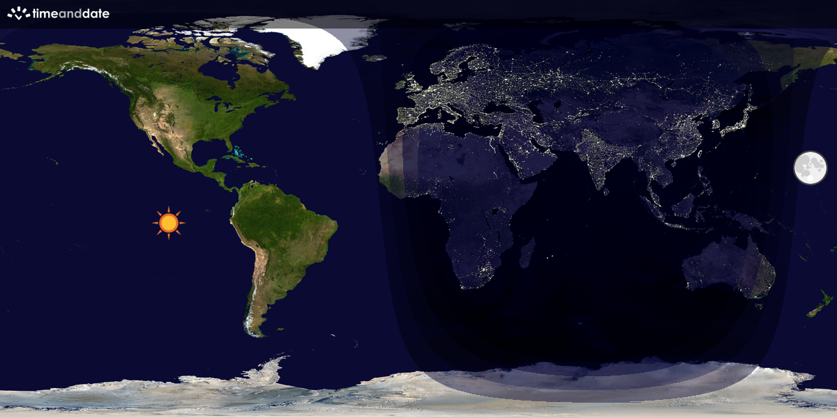 Verdenskart som viser dag og natt 