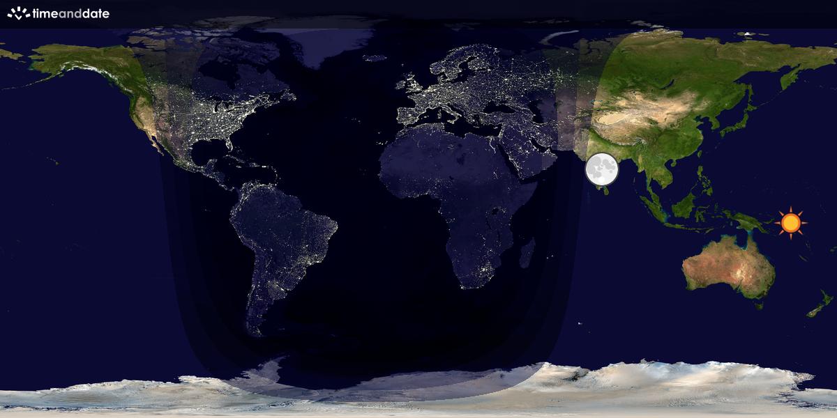 Verdenskart som viser dag og natt 