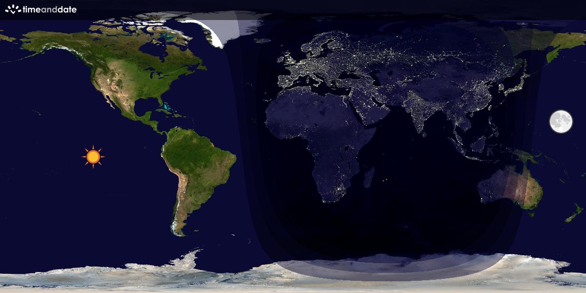 Verdenskart som viser dag og natt 