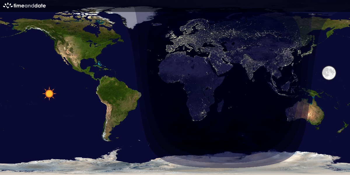 Verdenskart som viser dag og natt 