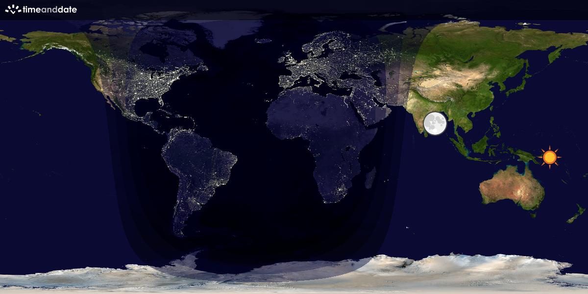 Verdenskart som viser dag og natt 
