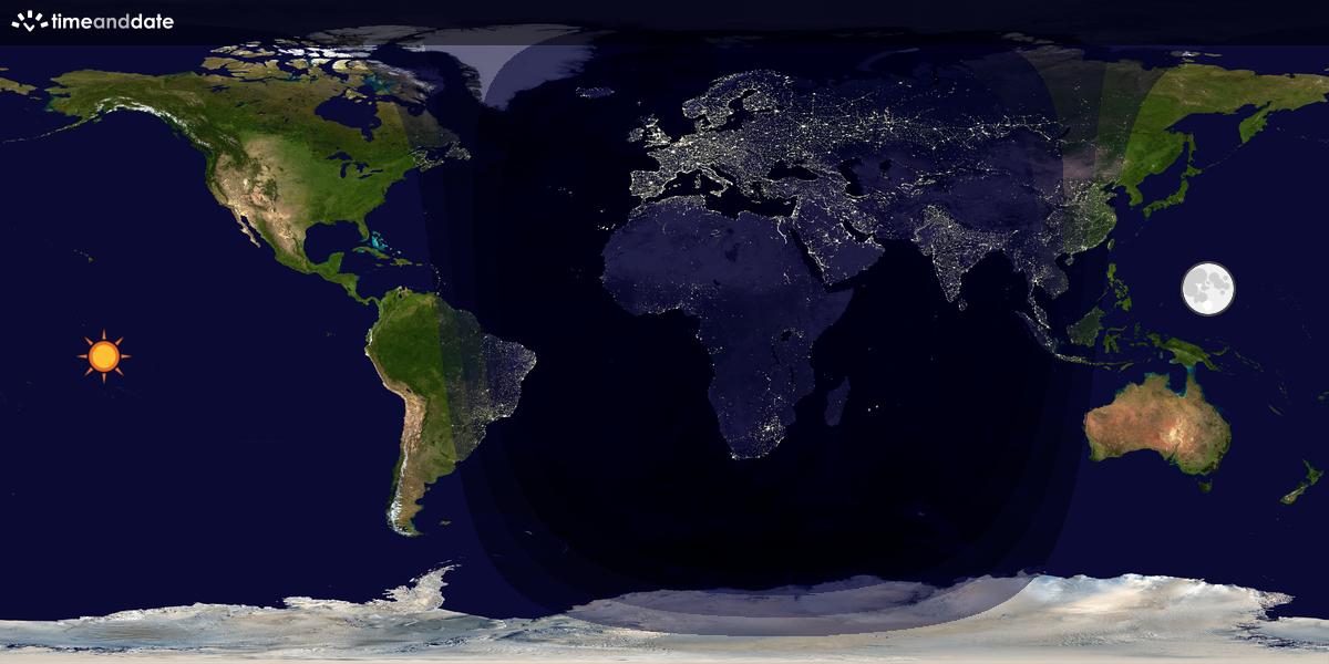 Verdenskart som viser dag og natt 
