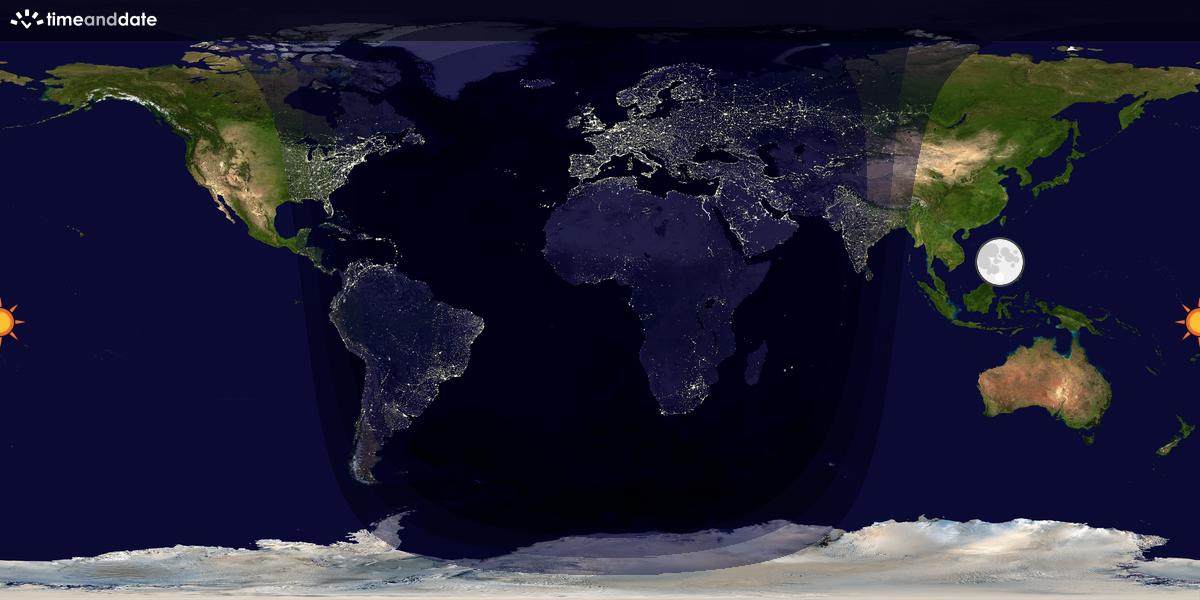 Verdenskart som viser dag og natt 