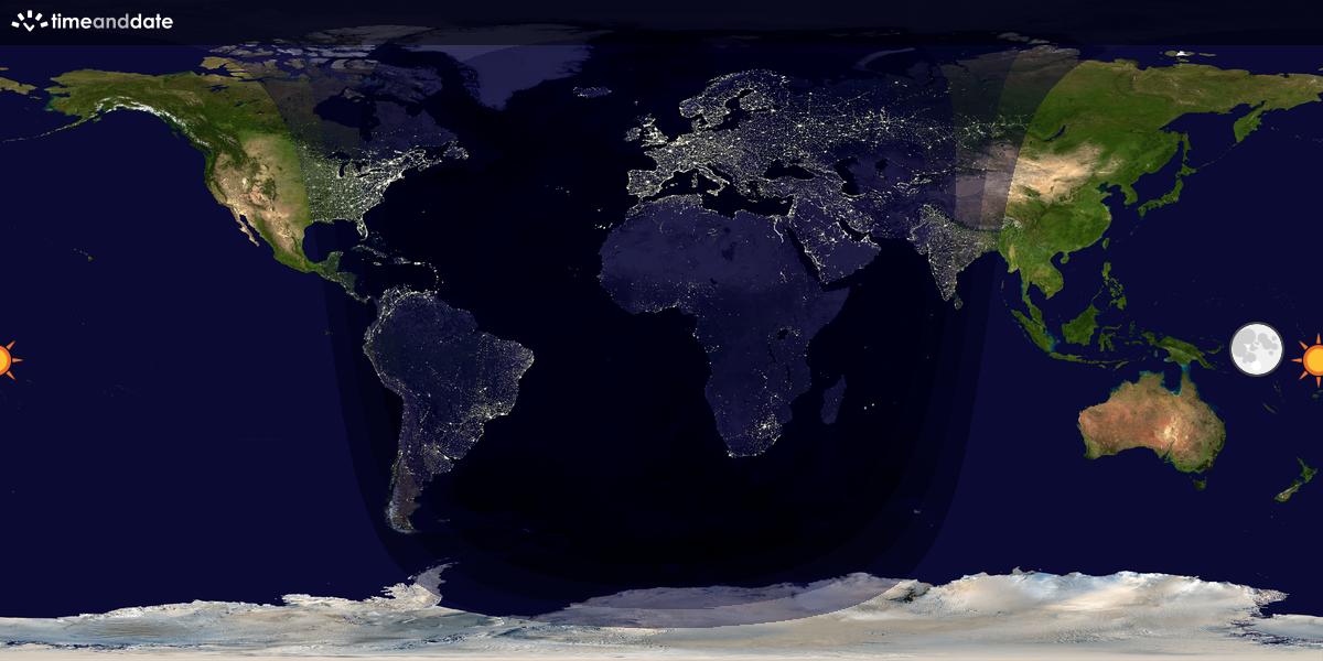 Verdenskart som viser dag og natt 