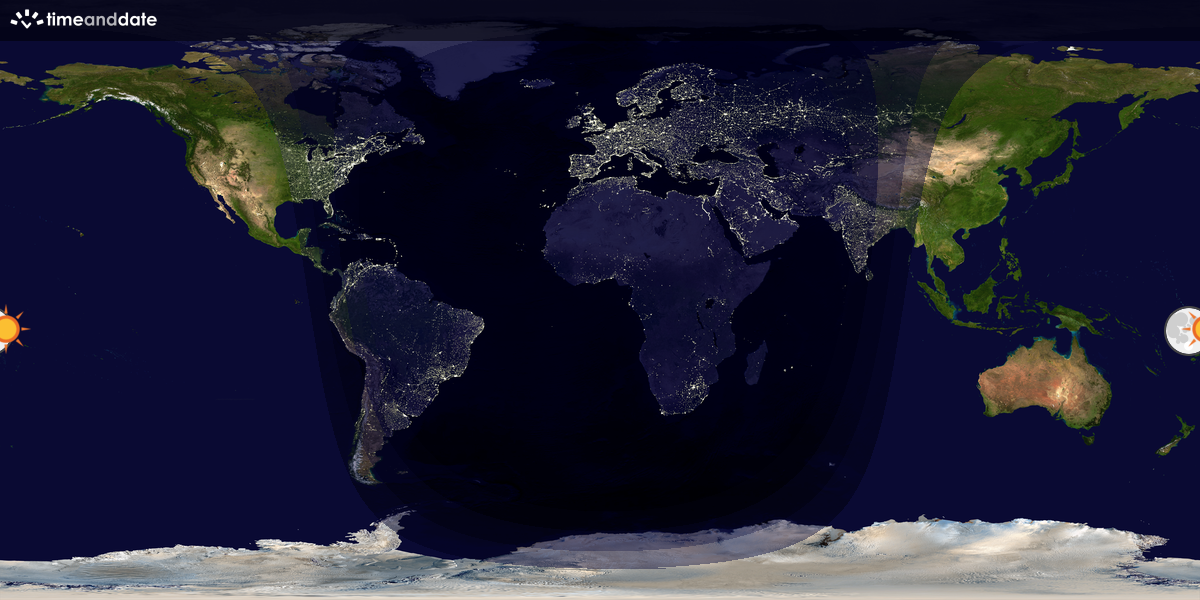 Verdenskart som viser dag og natt 