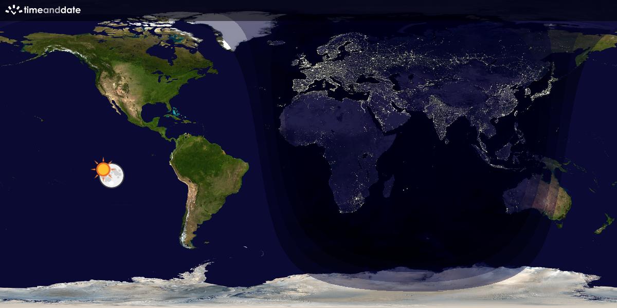 Verdenskart som viser dag og natt 