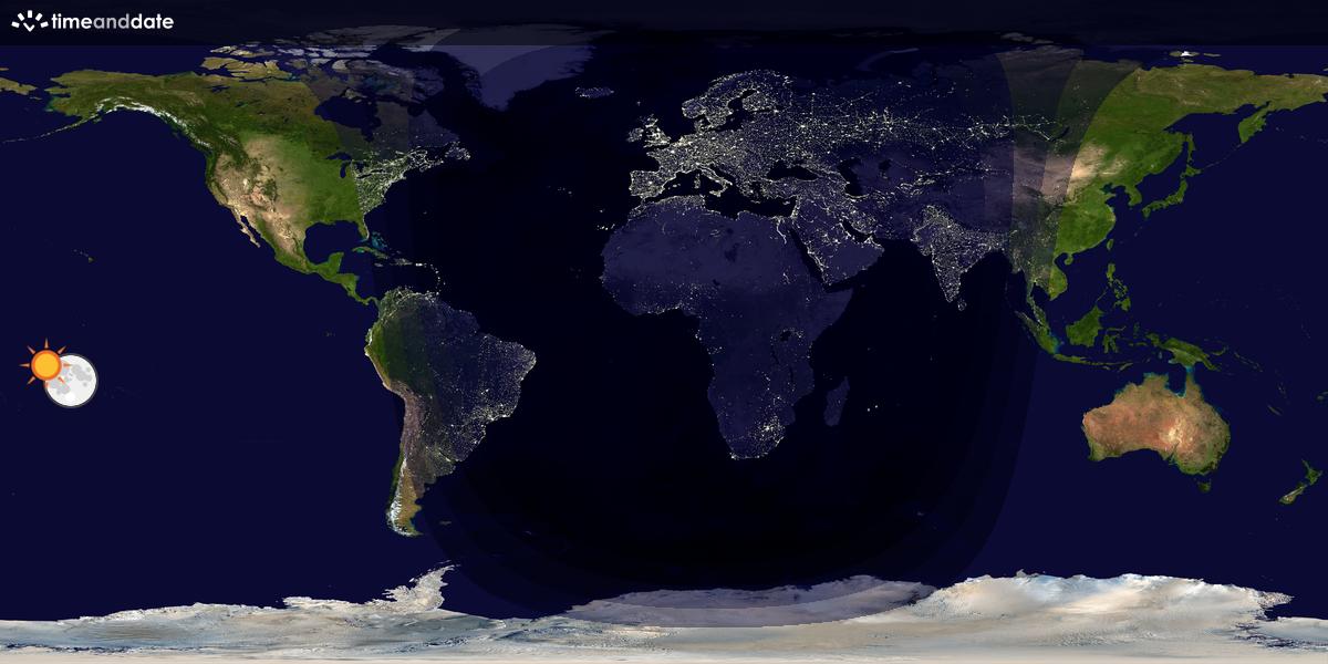 Verdenskart som viser dag og natt 