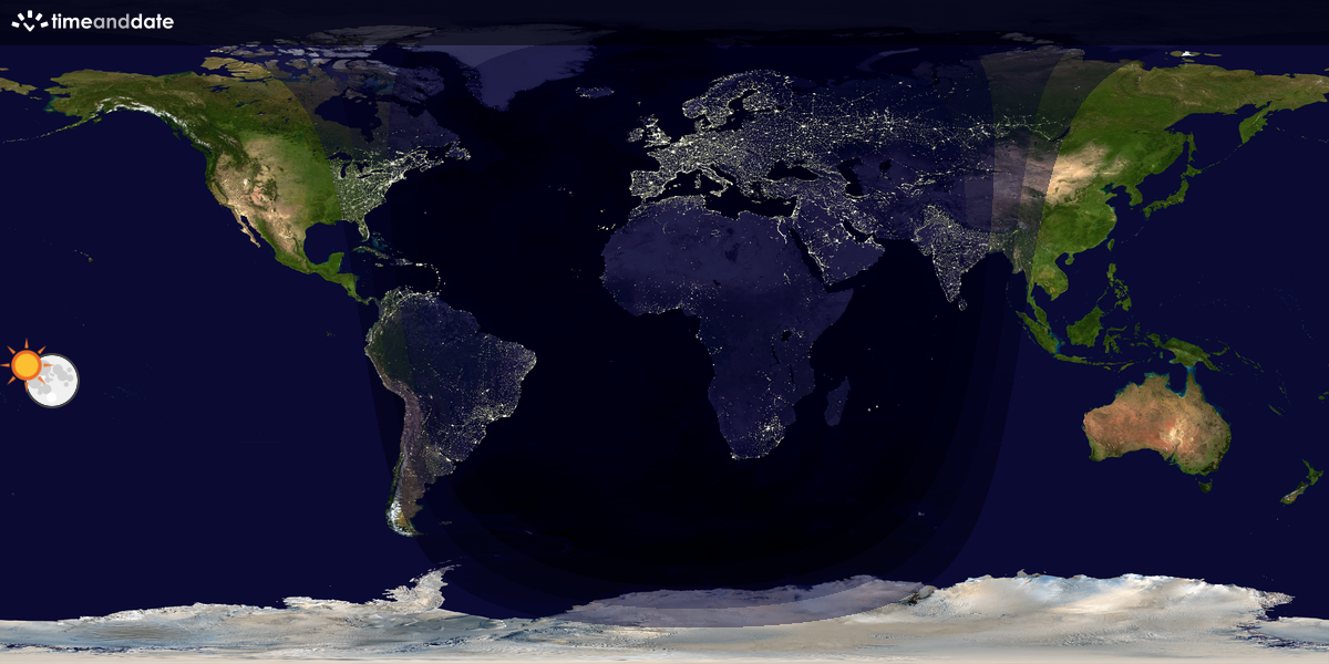Verdenskart som viser dag og natt 