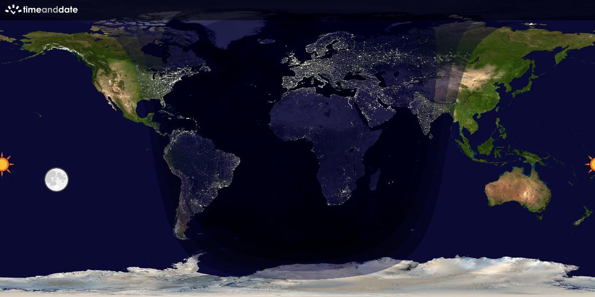 Verdenskart som viser dag og natt 