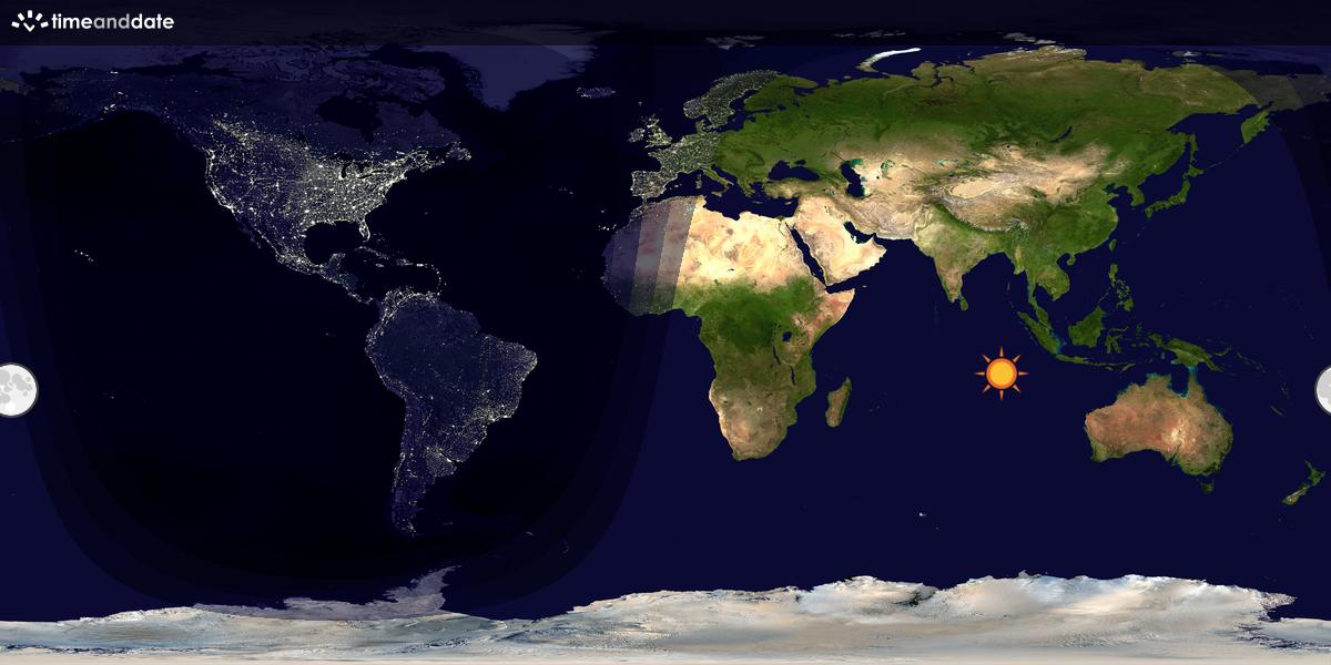 Verdenskart som viser dag og natt 